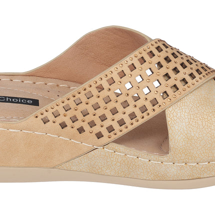 Isabella Gold Wedge Sandals