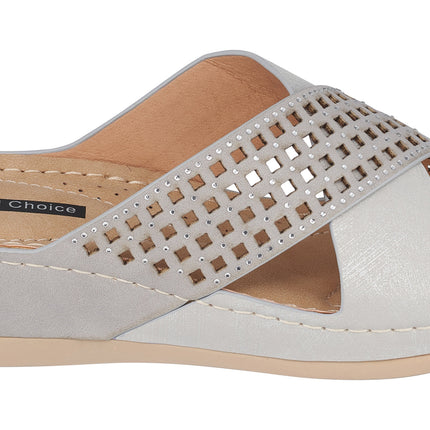 Isabella Silver Wedge Sandals