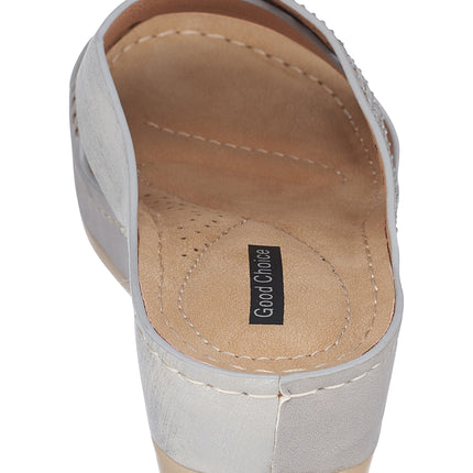 Isabella Silver Wedge Sandals