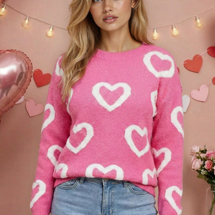 All over Heart knit sweater