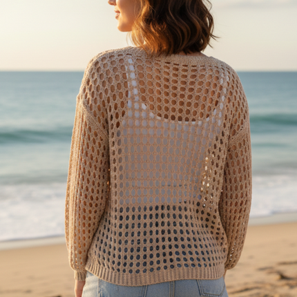 Miss Sparkling Openwork Knit Sweater
