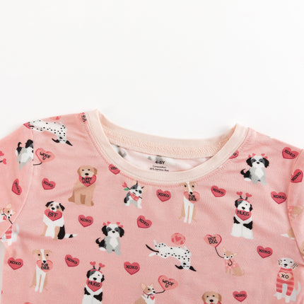 Pups & Kisses (Long Sleeve PJ) - Pink