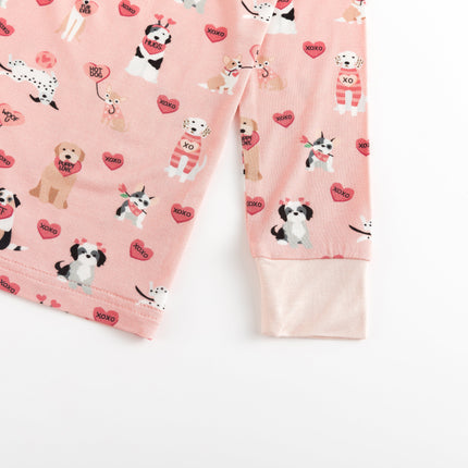 Pups & Kisses (Long Sleeve PJ) - Pink