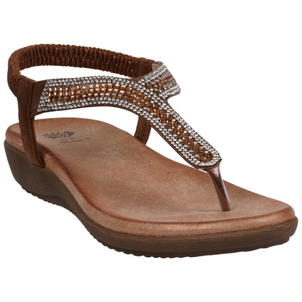 Women's Lori Bronze Embellished Flat Sandals