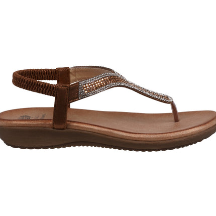 Women's Lori Bronze Embellished Flat Sandals