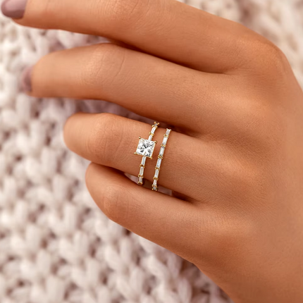 Lumina Luxurious Ring with Princess-Cut AAAAA Cubic Zirconia