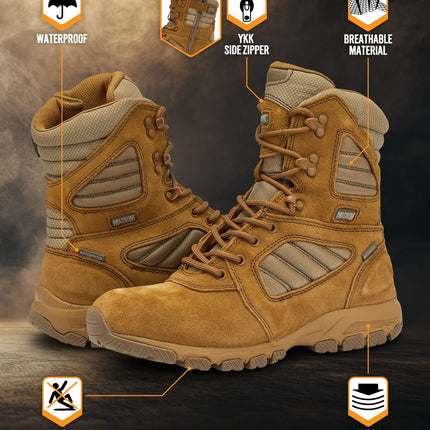 MAG SHIELD Suede Leather 8" Work Boot SZ WP