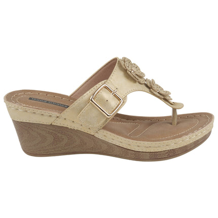 Narbone Gold Wedge Sandals