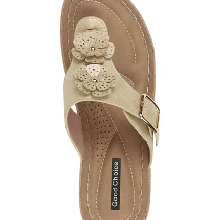 Narbone Gold Wedge Sandals