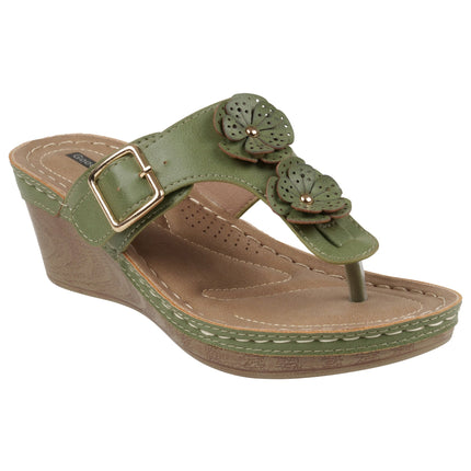 Narbone Green Wedge Sandals