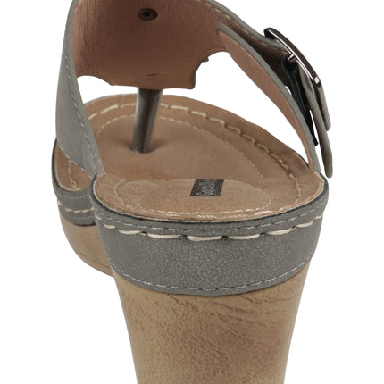 Narbone Pewter Wedge Sandals