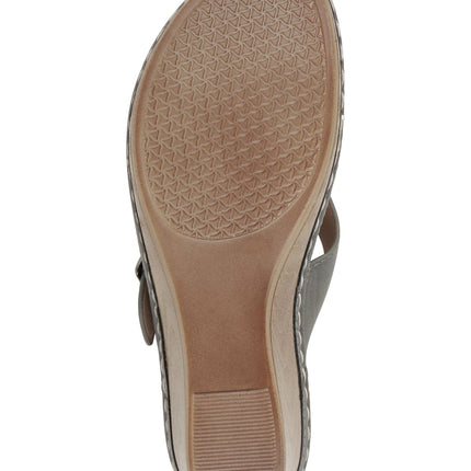 Narbone Pewter Wedge Sandals