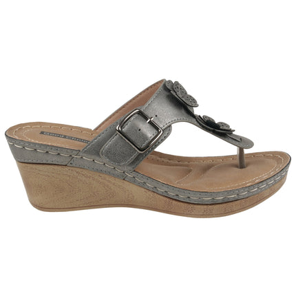 Narbone Pewter Wedge Sandals