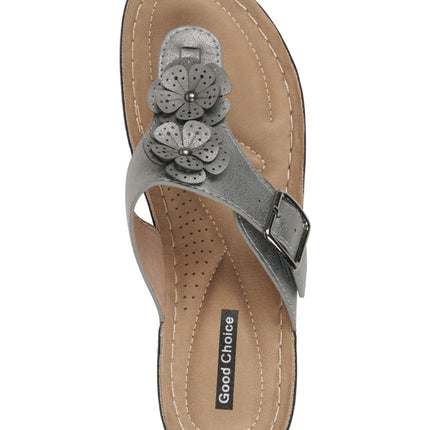 Narbone Pewter Wedge Sandals