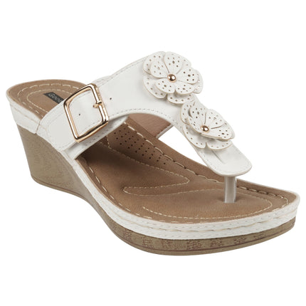 Narbone White Wedge Sandals
