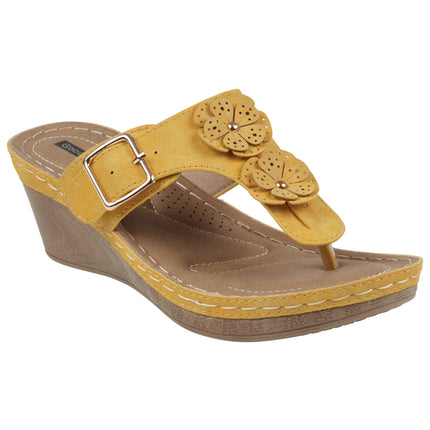 Narbone Yellow Wedge Sandals