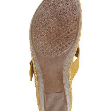 Narbone Yellow Wedge Sandals