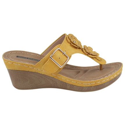 Narbone Yellow Wedge Sandals