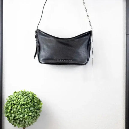 Marc Jacobs Black Leather Hobo Bag – Small Designer Shoulder Bag