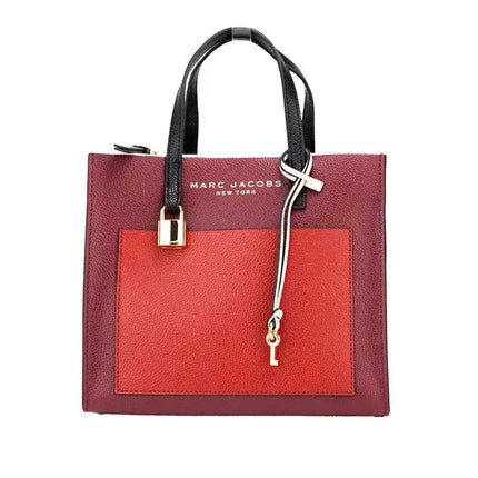 Marc Jacobs Grind Mini Leather Tote – Pomegranate Color block Crossbody Bag