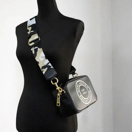 Marc Jacobs Signet Flash Black Camo Strap Camera Bag