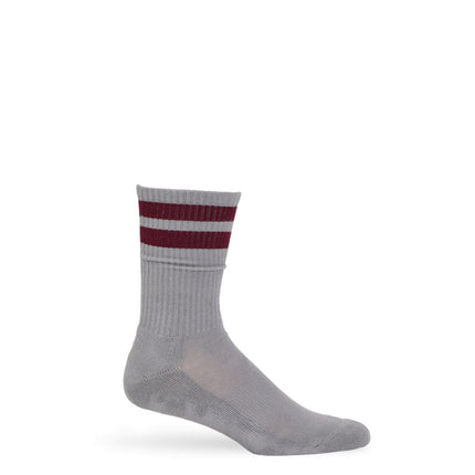 Gray Maroon Retro Stripe Casual Crew Socks