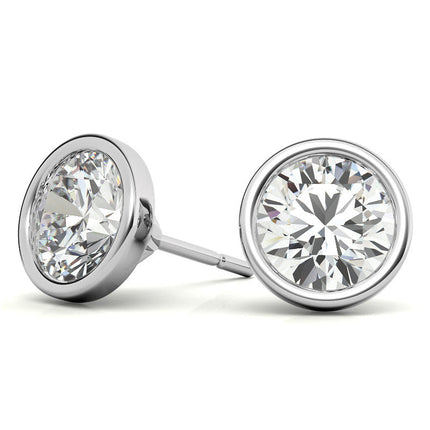 4.00 CTW Lab Grown Diamond Bezel Martini Stud Earrings in 14K White or Yellow Gold