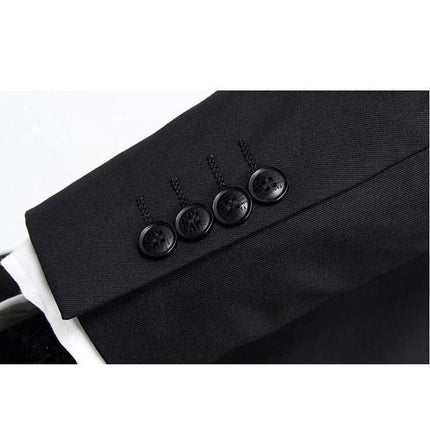 Men's Black One Button Slim Fit Suit - Three Piece