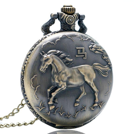 Men's Horse Design Pocket Watch