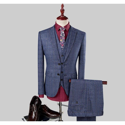 Men's Light Blue Two Button Slim Fit Suit - Three Piece