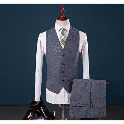 Men's Light Gray Two Button Slim Fit Suit - Three Piece