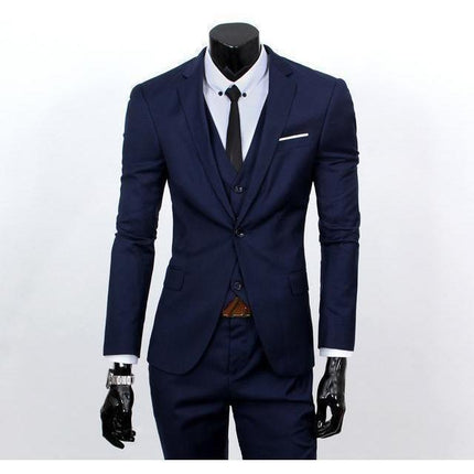 Men's Navy One Button Slim Fit Suit - Three Piece