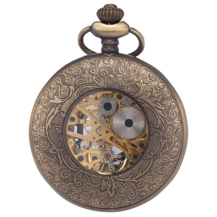 Men's Roman Brass Mechanical Hand Wind Pocket Watch