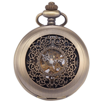 Men's Roman Brass Mechanical Hand Wind Pocket Watch