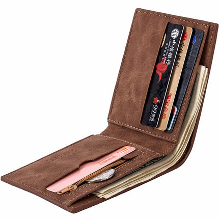 Men's Suede Wallet with Coin Bag Zipper