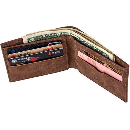 Men's Suede Wallet with Coin Bag Zipper