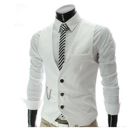 Men's White Slim Fit Vest