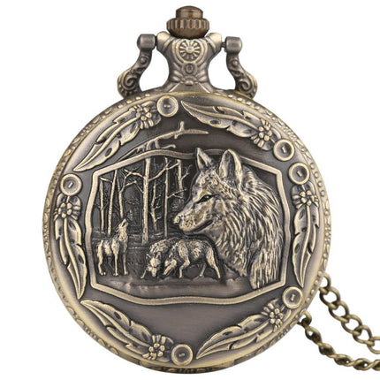 Men's Wolf Pendant Pocket Watch
