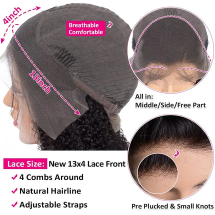Mongolian | Kinky Curly | Human Hair | Lace Front | Lace Closure Wig