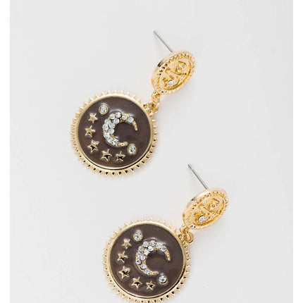 Moon and Star Dangle Earrings