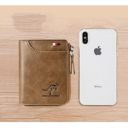 New Men Wallets Fashion Short Desigh Zipper Card Holder Men Leather Purse Solid Coin Pocket High Quality Male Purse