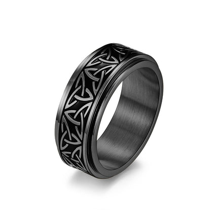 Nordic Norwegian Viking Triangle Rotatable Titanium Steel Ring