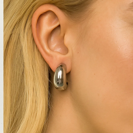 Dome Huggie Teardrop Earrings
