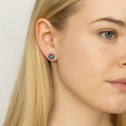 Half Carat Round Cut Topaz Stud Earrings