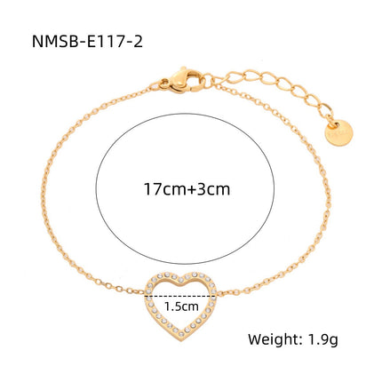 Heart Shape Diamond Titanium Steel Bracelets Women Non Fading Wild Stainless Steel Ornament