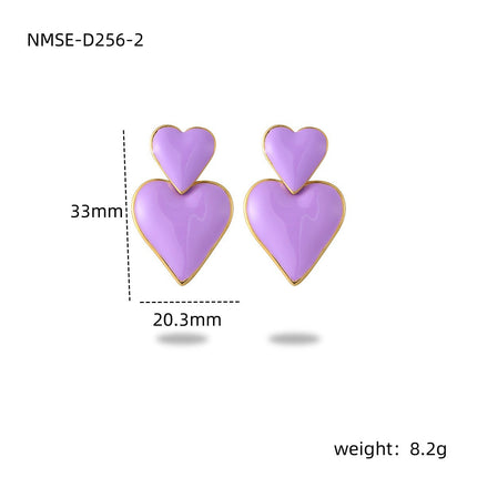 Stainless Steel Dripping Love Heart Earrings Vacuum Gold Plated Earrings Accessories