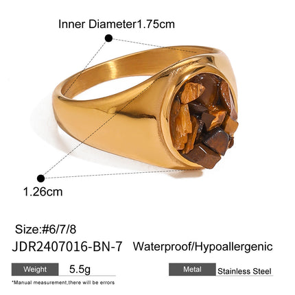 Stainless Steel Natural Stone Eye Catching Ring High Grade Ring Titanium Steel Hand Jewelry Rings
