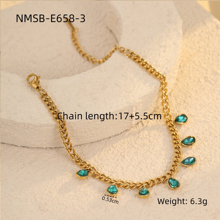 Classic All Match Stainless Steel Bracelet High Grade Colored Loving Heart Geometric Abstract Rhinestone Tassel Titanium Steel Jewelry