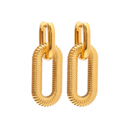 Exaggerated 18K Gold Plated Stainless Steel Chain Earrings Jewelry Advanced Trendy Stylish Earrings Accessories