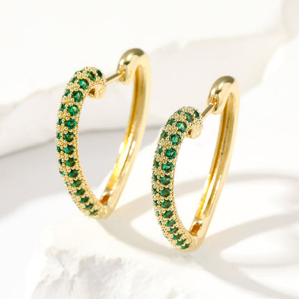 Golden Love Ear Clip Design Ear Studs Multicolor Zircon Elegant Graceful Earrings
